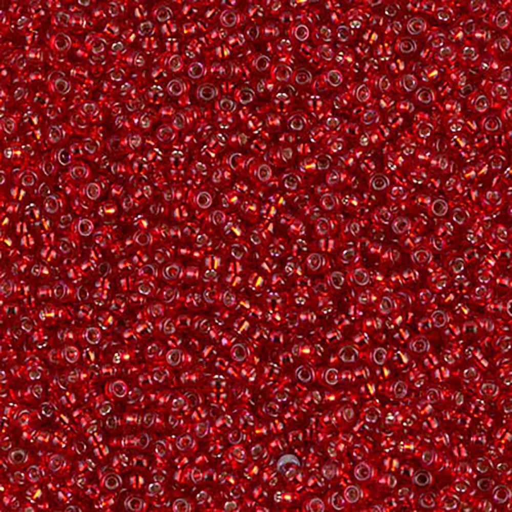 Size 15 Seed Bead #1419 Red Silver Lined