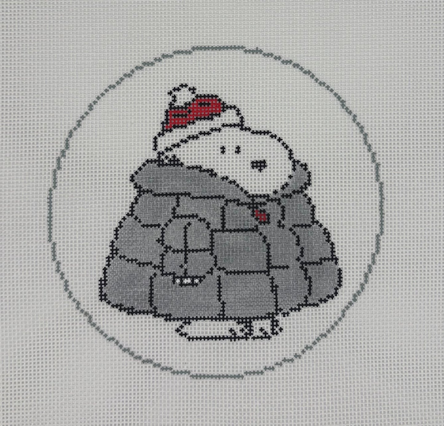 PEANUTS Winter - Snoopy in Silver Puffer CoatOfficially Needlepoint
Winter3SIL