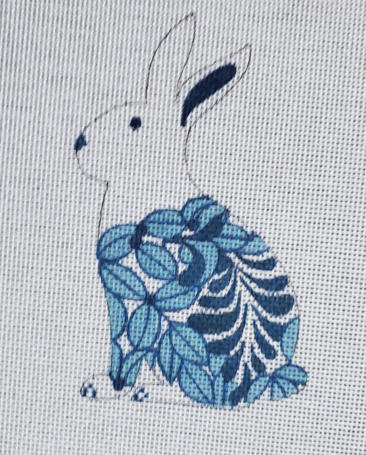 The Collection Designs CD-152 
Standup Bunny in White & Blue Flowers