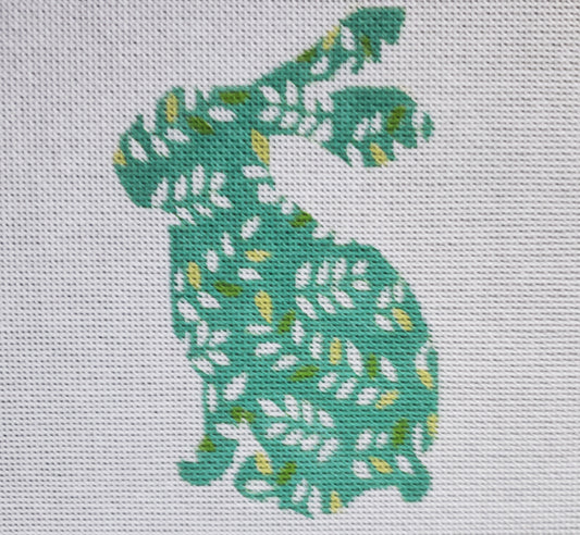 The Collection Designs SB-939B 
Standup Bunny in Aqua Blue with Leaves