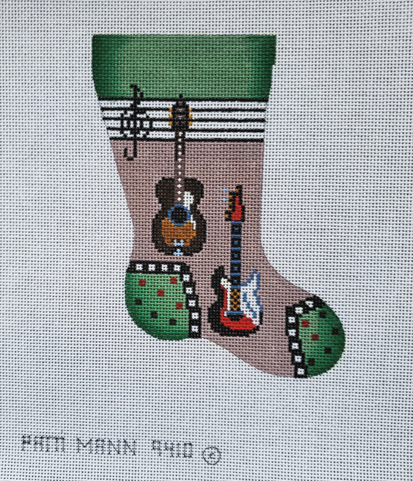 Patti Mann Needlepoint Guitar Mini Sock 9410