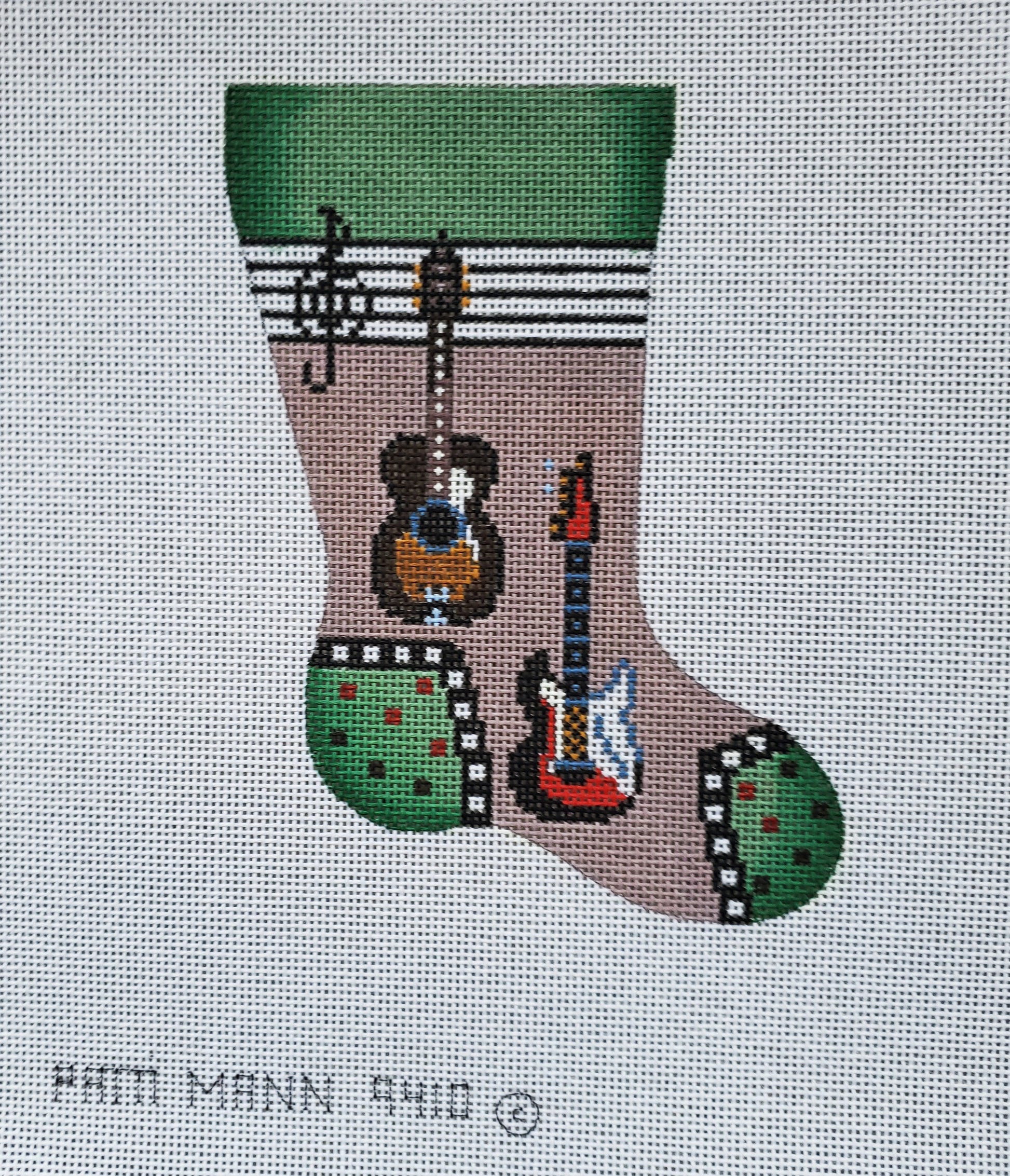 Patti Mann Needlepoint Guitar Mini Sock 9410