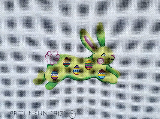 Patti Mann Needlepoint Running Bunny with Easter Eggs 89137