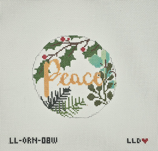 LauraLoveDesignsLL-ORN-08wPeace OrnamentWhite/Gold