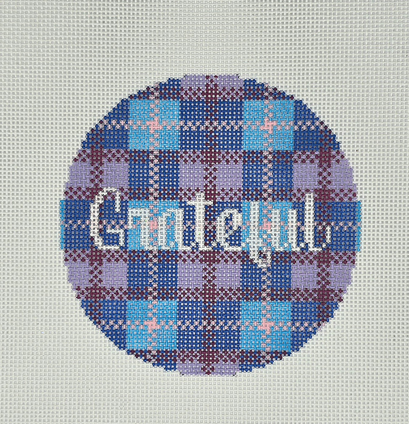 Lauren Block Designs Grateful Purple Plaid Round PL-05