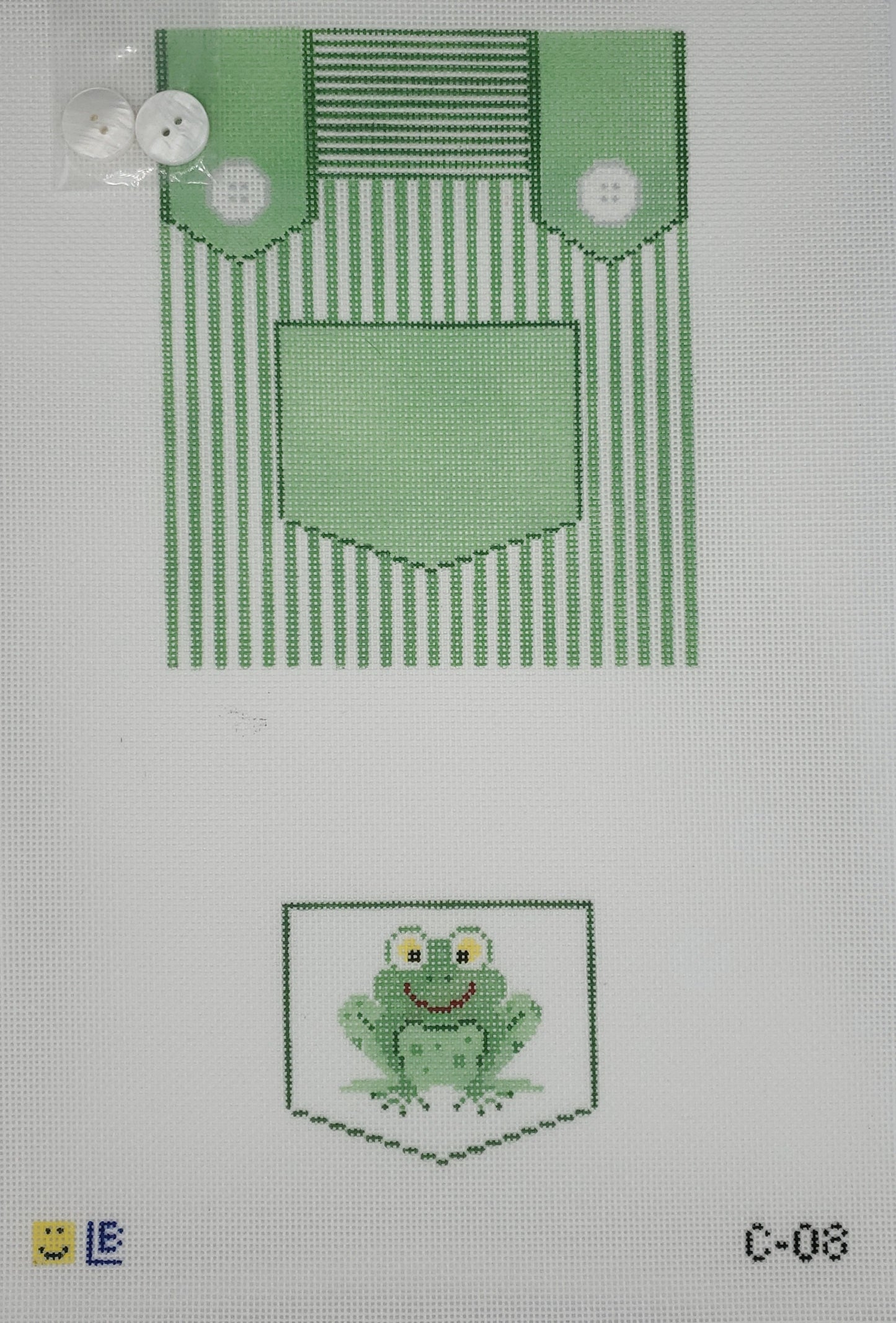 Lauren Bloch Designs Green Overalls with Frog Tooth Fairy Pillow C-08