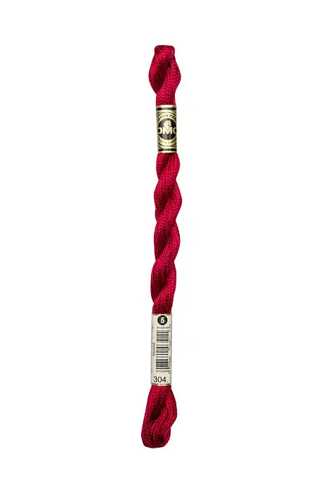 304 Red - Medium, DMC Perle Cotton #5 Skien