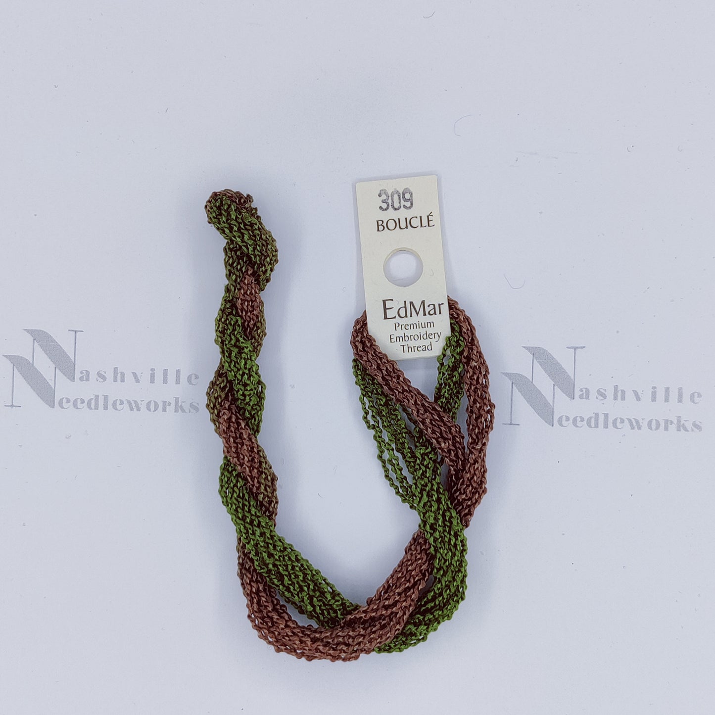 Bouclé - 309 Light to Pale Moss Green, & Brown