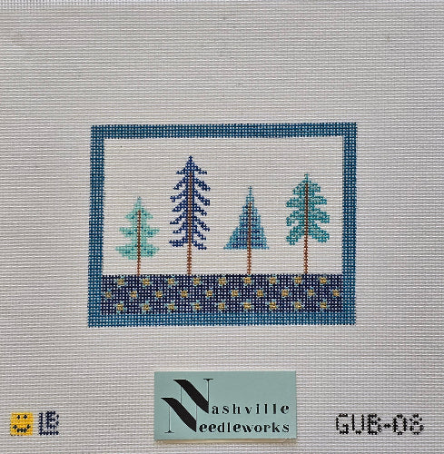 Lauren Bloch Designs LLC GUB-08 4 Blue Trees