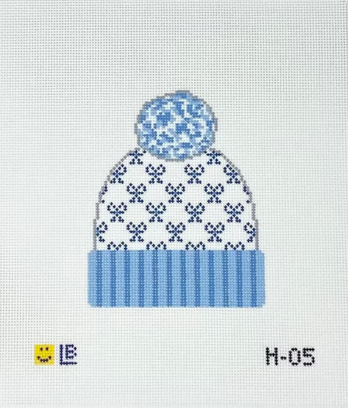 Lauren Block Designs Beanie - Blue Bows H-05