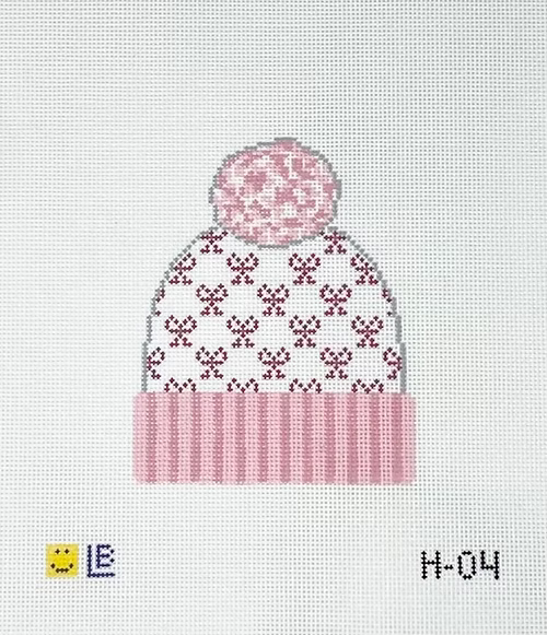 Lauren Block Designs Beanie - Pink Bows H-04