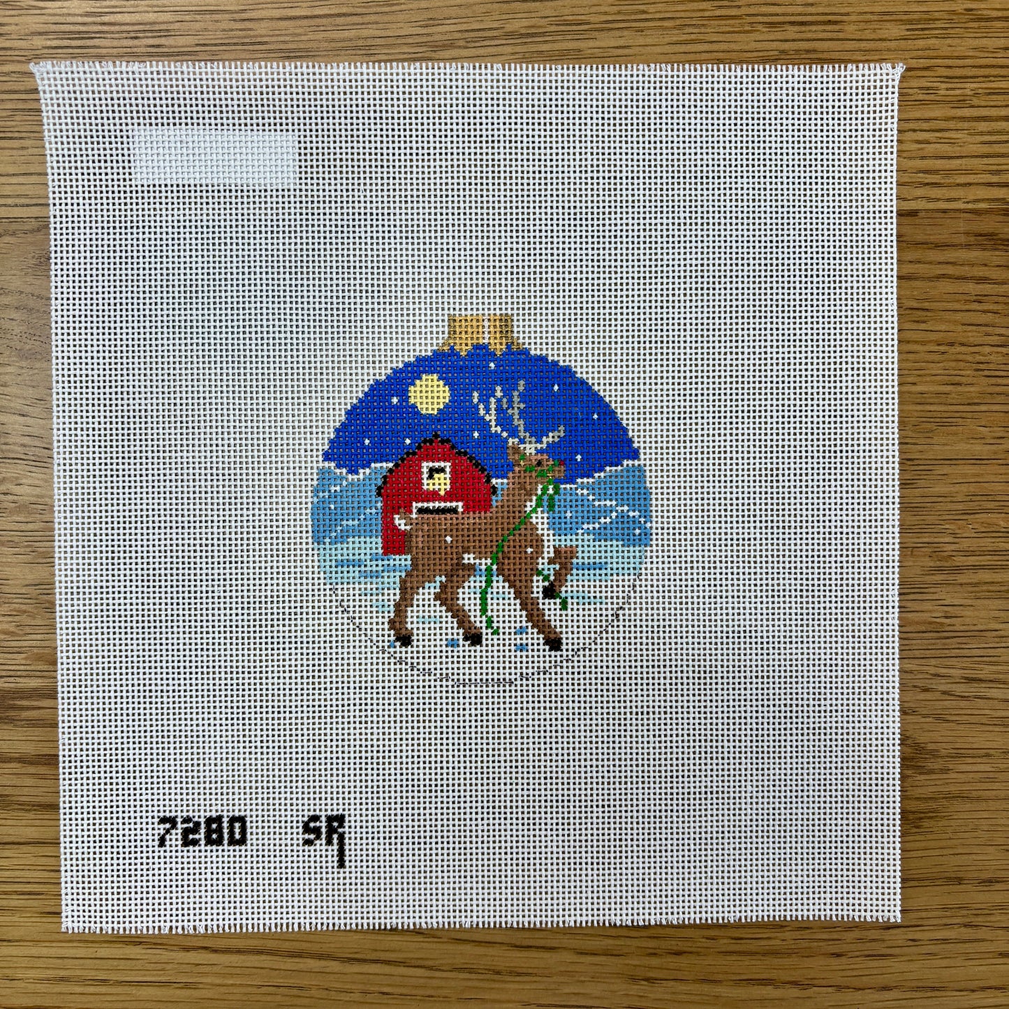 Reindeer and Barn, 3.25" Round (TS)