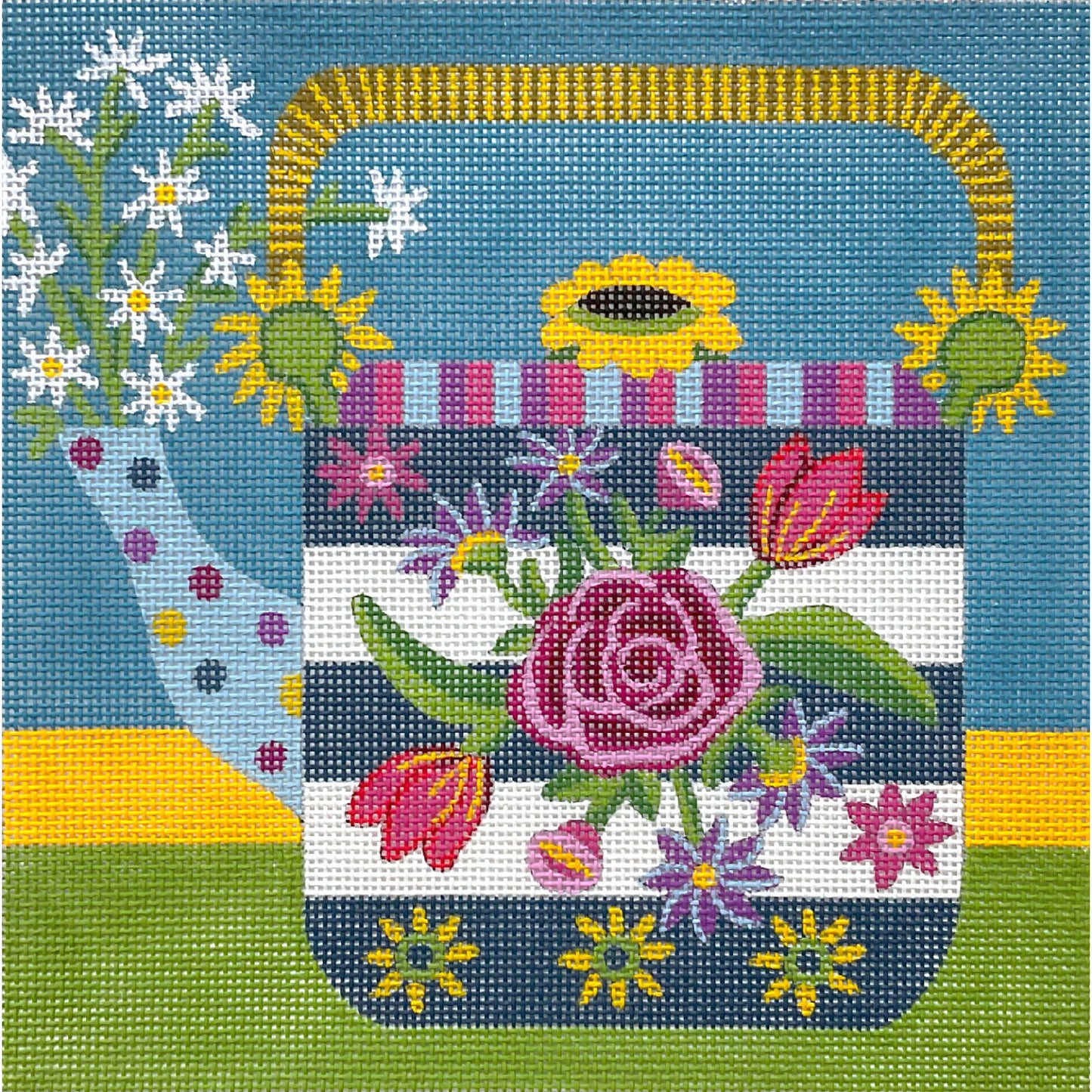 Floral Teapot - Wicker Handle (TS)
