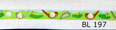 CBK Needlepoint Collections JP Needlepoint Golf Balls & Tees on Green Golf Belt JP-BL-197