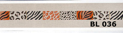 CBK Needlepoint Collections JP Needlepoint Animal Skin Patches on Eggshell Belt JP-BL-36