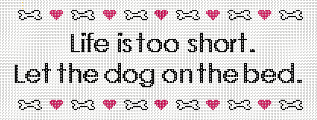 BW2152NBL BlueWaters NeedlepointbyLaura LifeisShortLetTheDogonTheBedSign 18mesh