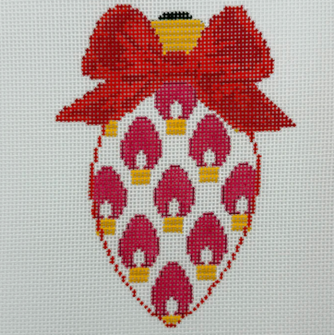 BW2269NBL BlueWaters NeedlepointbyLaura BowBulbRedBulbs 18 mesh