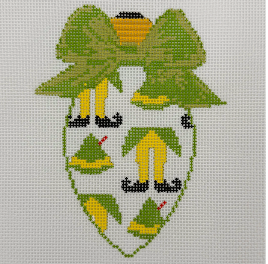 BW2273NBL BlueWaters NeedlepointbyLaura BowBulbwithElfFeet