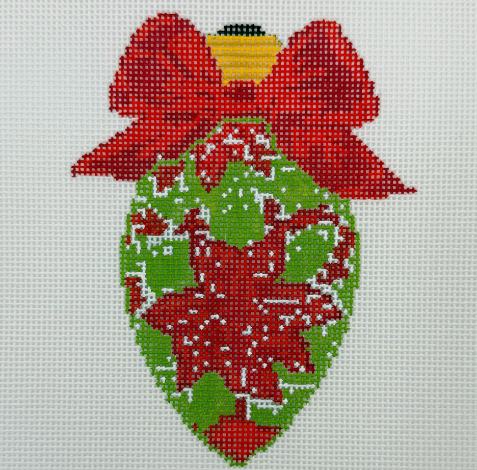 BW2280NBL BlueWaters NeedlepointbyLaura BowBulbPoinsettia 18 mesh