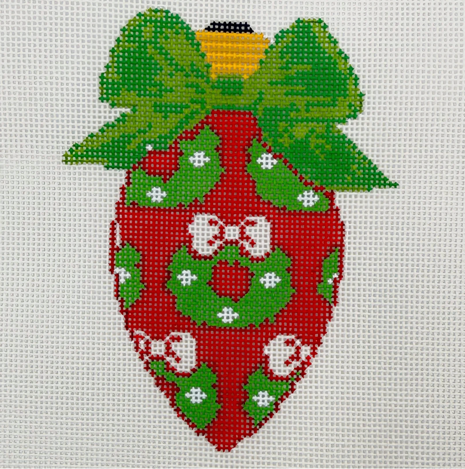 BW2284NBL BlueWaters NeedlepointbyLaura BowBulbWreath 18 mesh