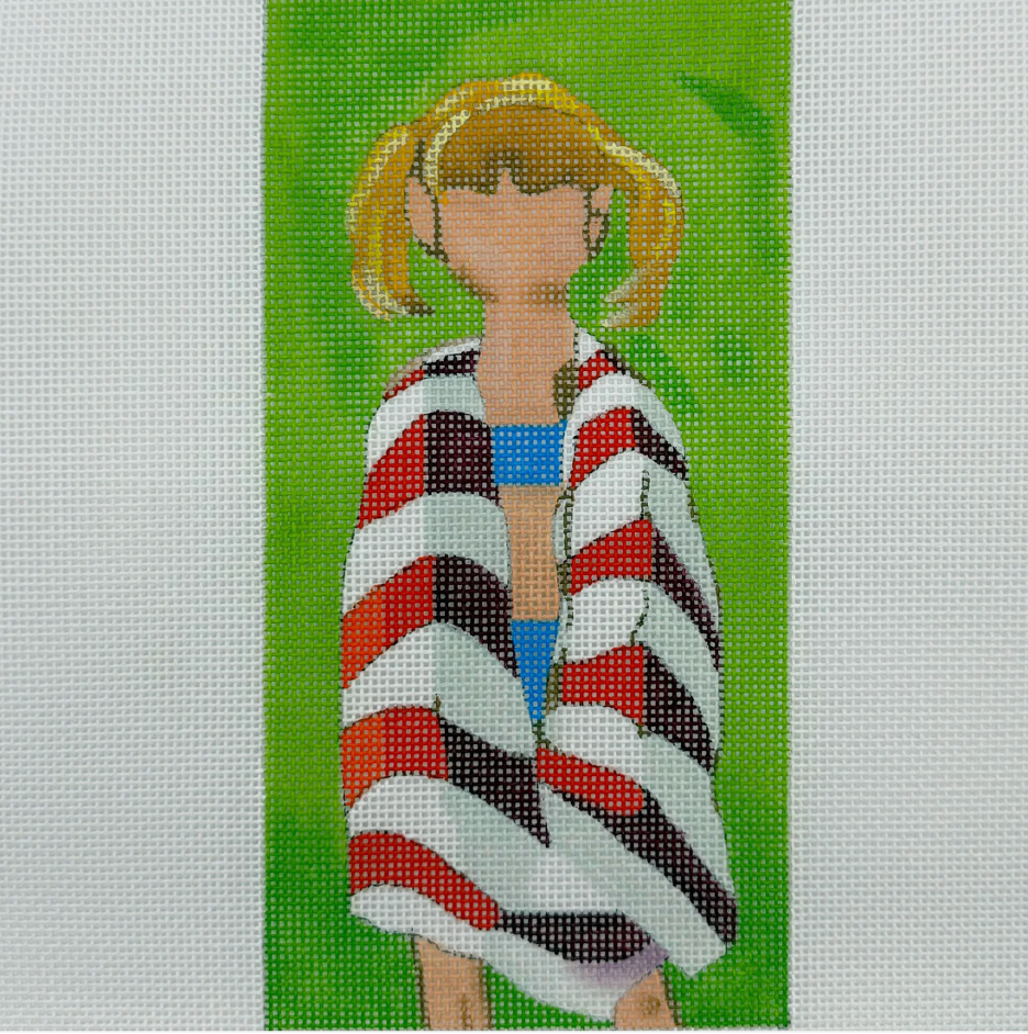 BW-470LL BlueWaterNeedlepoint LauraLoe GirlinStripeTowel 18mesh