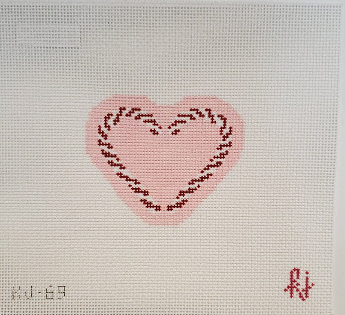 The Gingham Stitchery KJ69 Candy Cane Heart 1