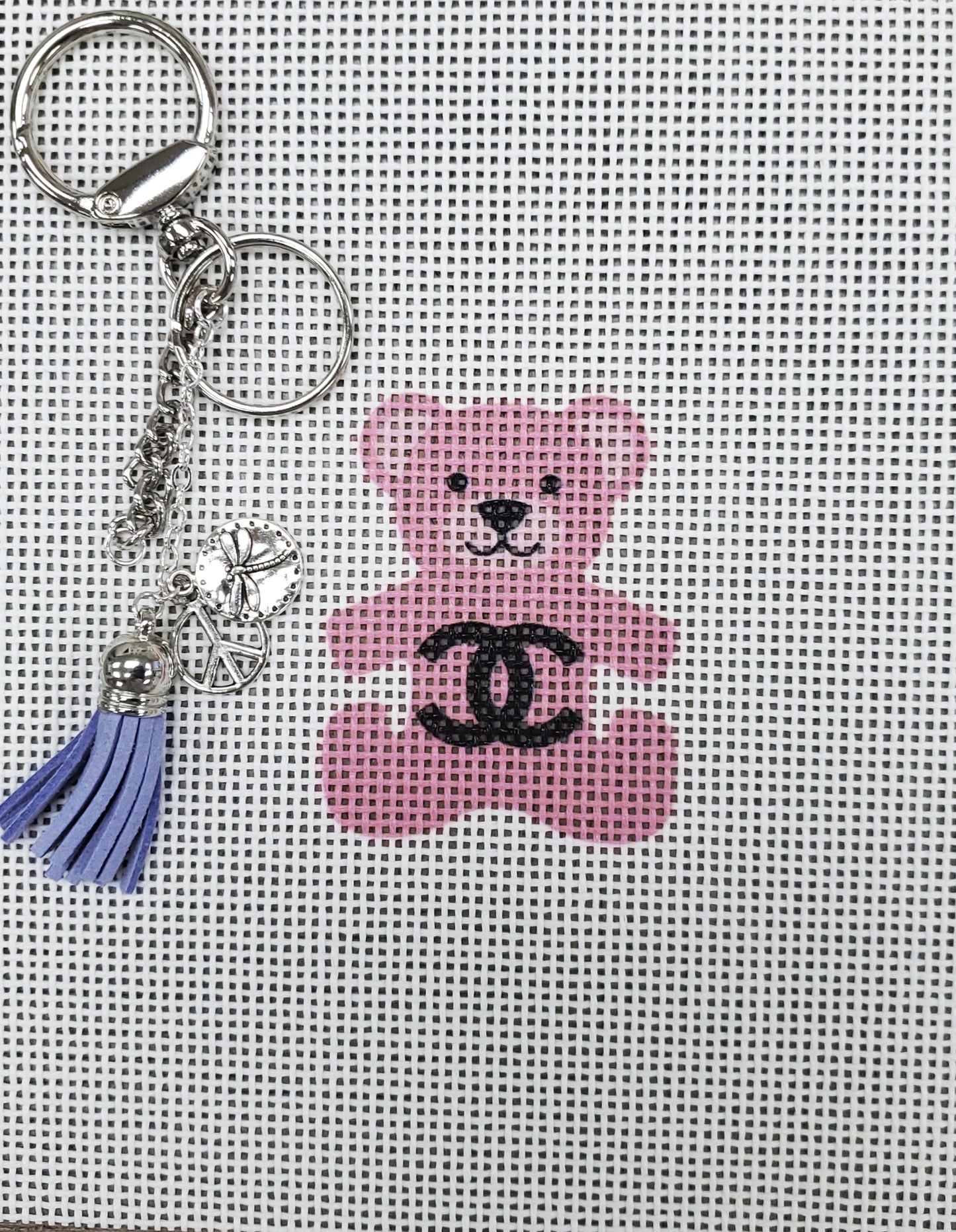 Alice Peterson TF-7 Bear Bag Tag - Chanel - Pink Canvas and bag attachment set.& Attachments vary.