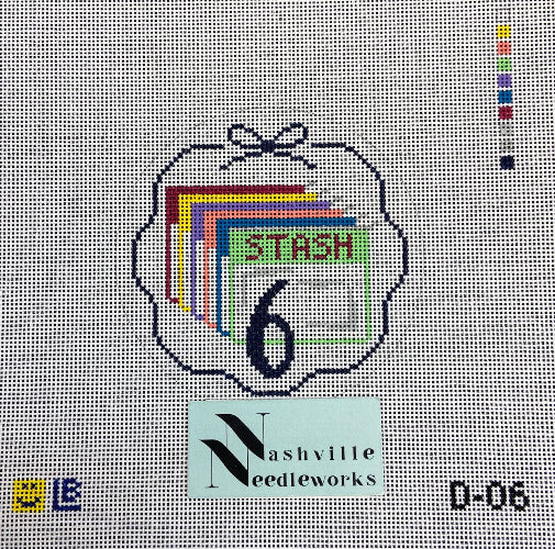 Lauren Bloch Designs D-06 12 Days of Needlepoint-6-Stash/Project Bags Round