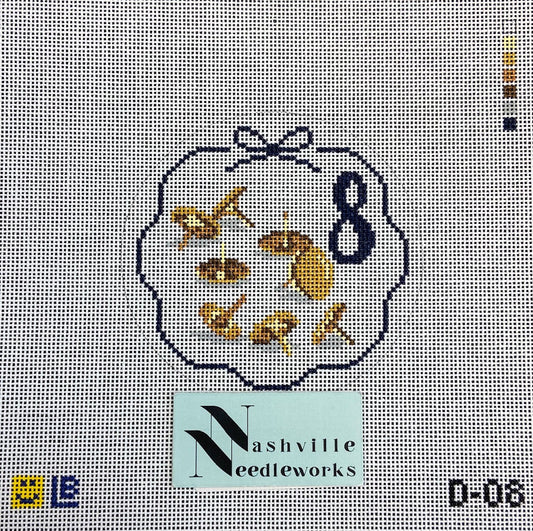 12 Days Of Needlepoint-8-Brass Tacks Canvas, Round