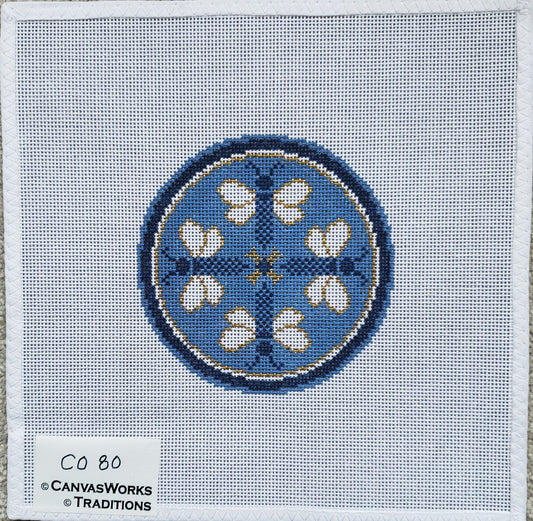 CanvasWorks Dragonfly Coaster in Light Blue with Navy CO-80