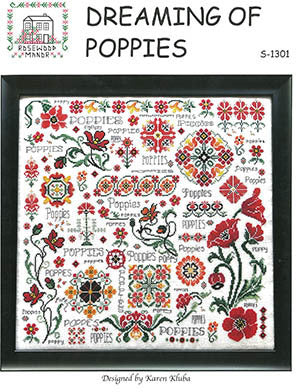 Dreaming of Roses from Rosewood Manor features a mandala of blooming poppies in vibrant colors