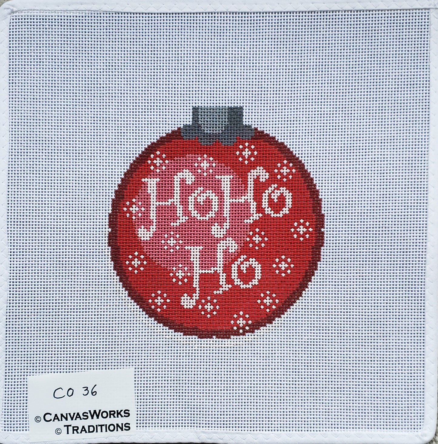 CanvasWorks HO HO HO in Red Ornament CO-36A