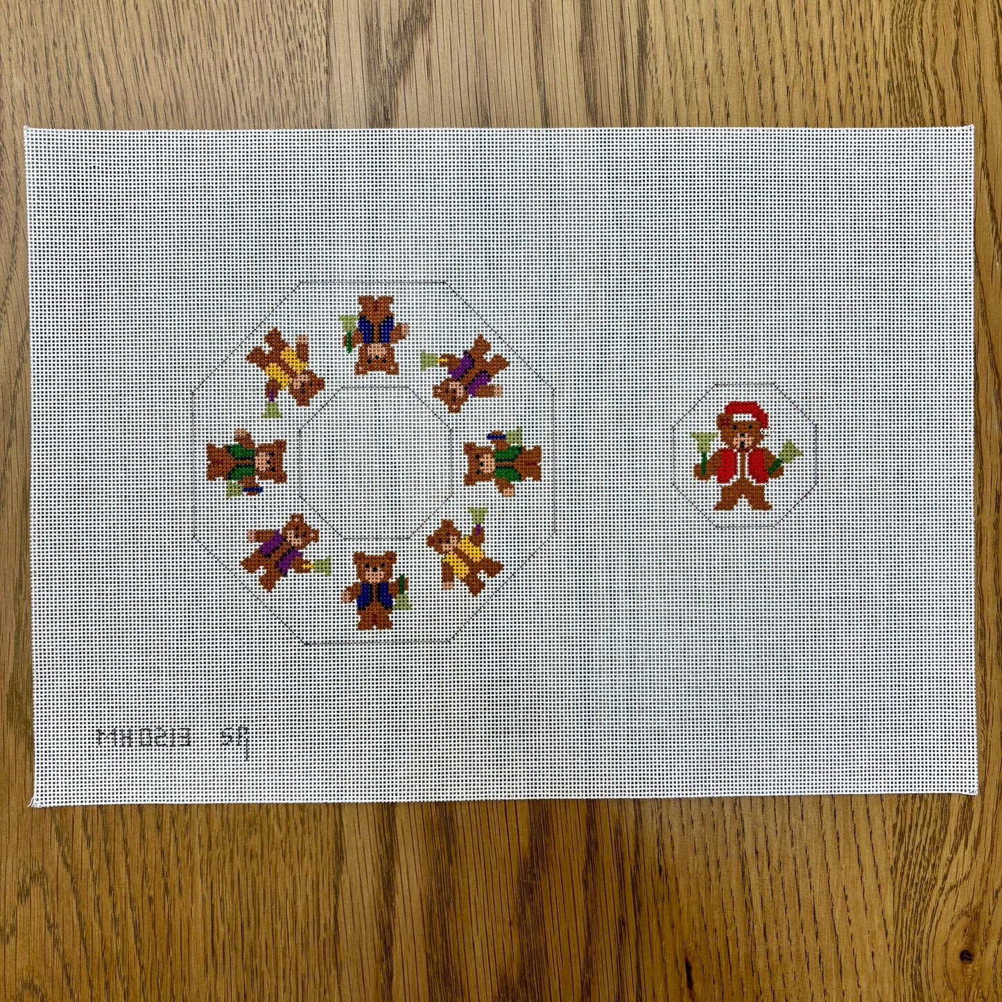 Jingle Bears, Octagon Dangler Ornament - 18 mesh (TS)