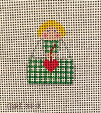 Green Plaid Angel w/Red Heart