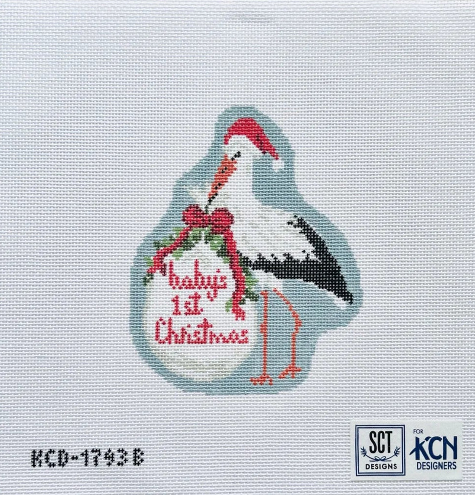 KCN Designs Baby's First Christmas Blue Stork KCD-1793B