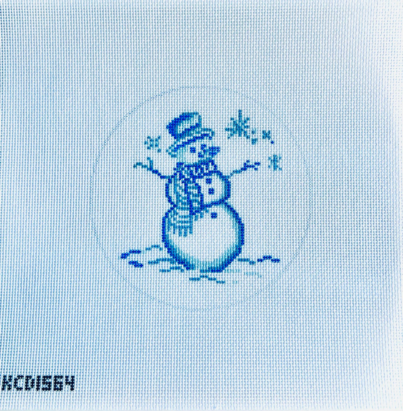 KCN Designs, Blue Snowman Ornament, 18 mesh