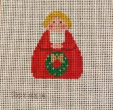 KCN Designs SI165-14 Red Angel with Green Wreath (Gold Bow)