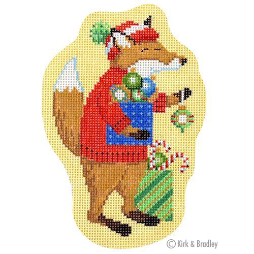KirkBradleyNeedlepointFox&Baubles Ornament,18mesh