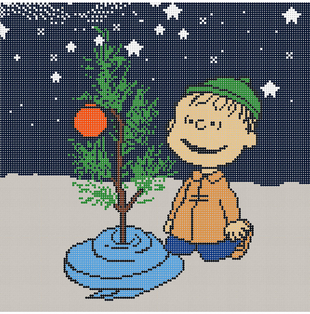 PEANUTS "A Charlie Brown Christmas" - Linus Kneeling with Blanket at Tree Canvas