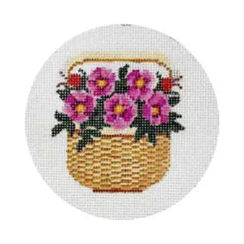 CBK Needlepoint Collections MBM-XO88 Pink Pansy in Nantucket Basket Ornament