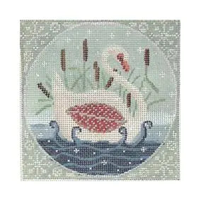 CBK Needlepoint Maja Lindberg 
Swans-A-Swimming ML-XO 07