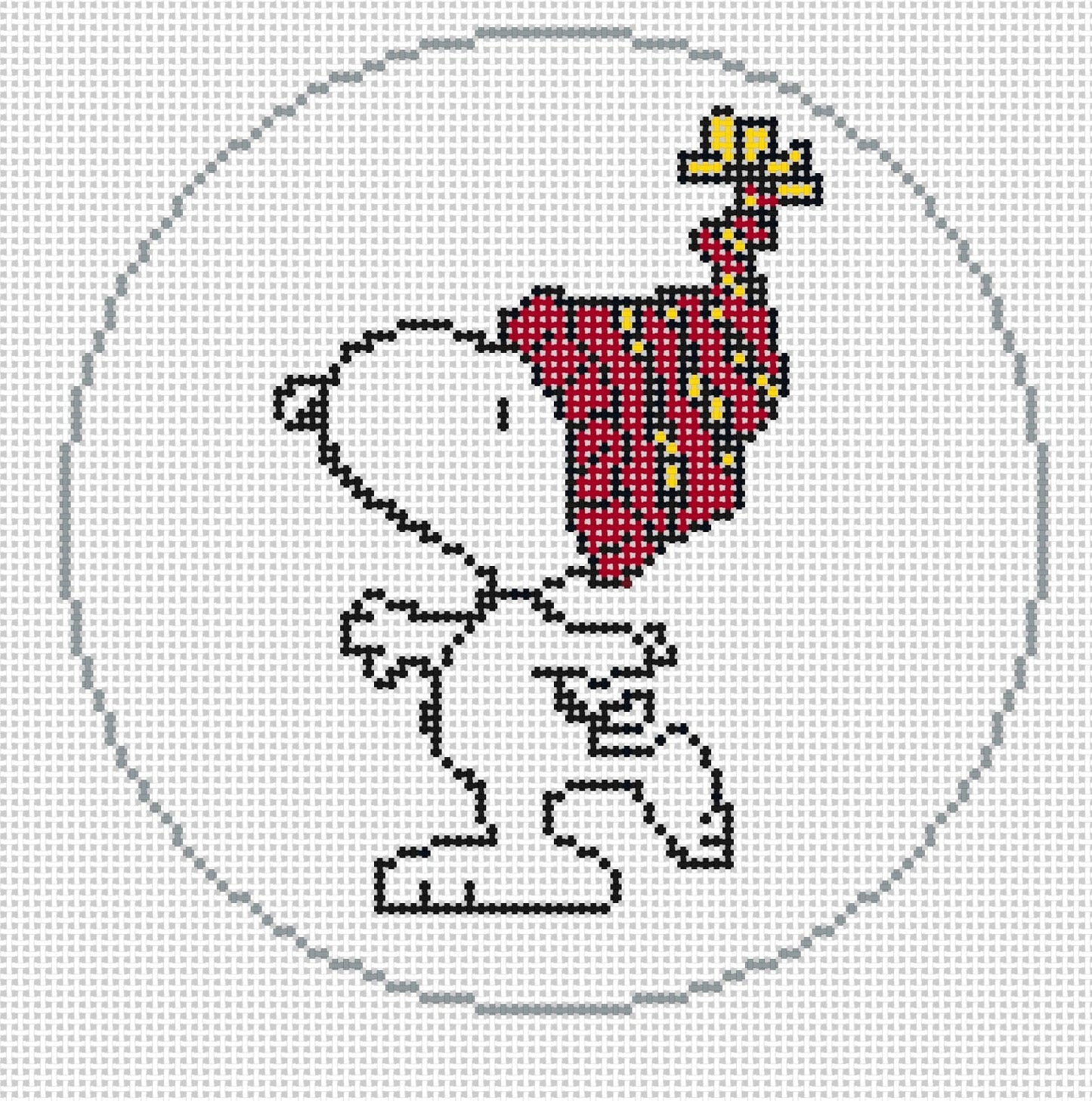 PEANUTS Winter -Snoopy in Stocking Cap Round Canvas
