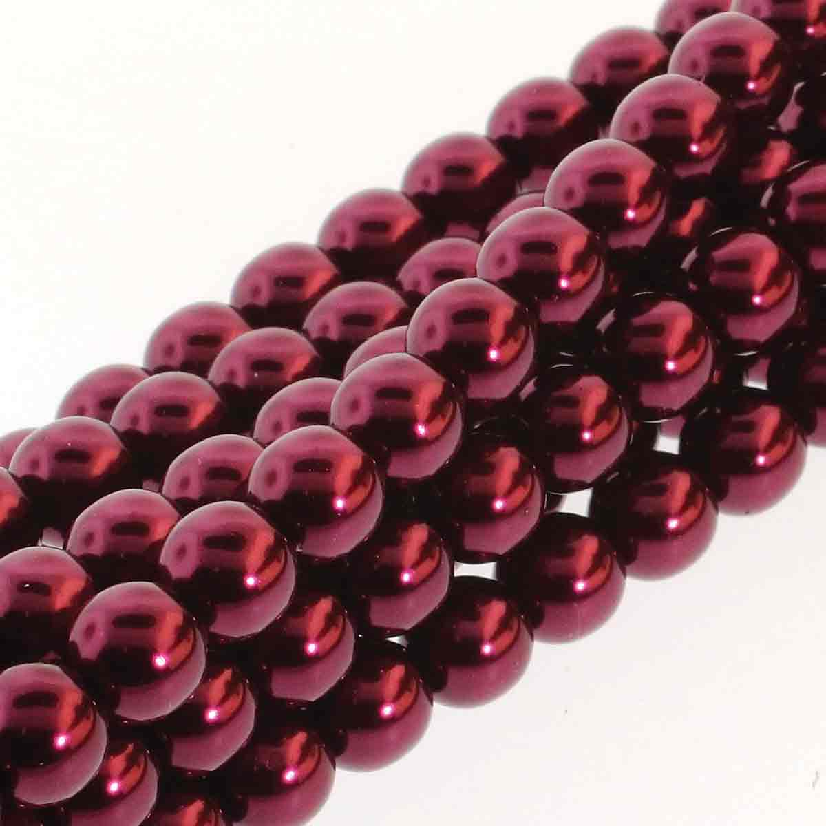 4mm Glass Pearls-Burgundy