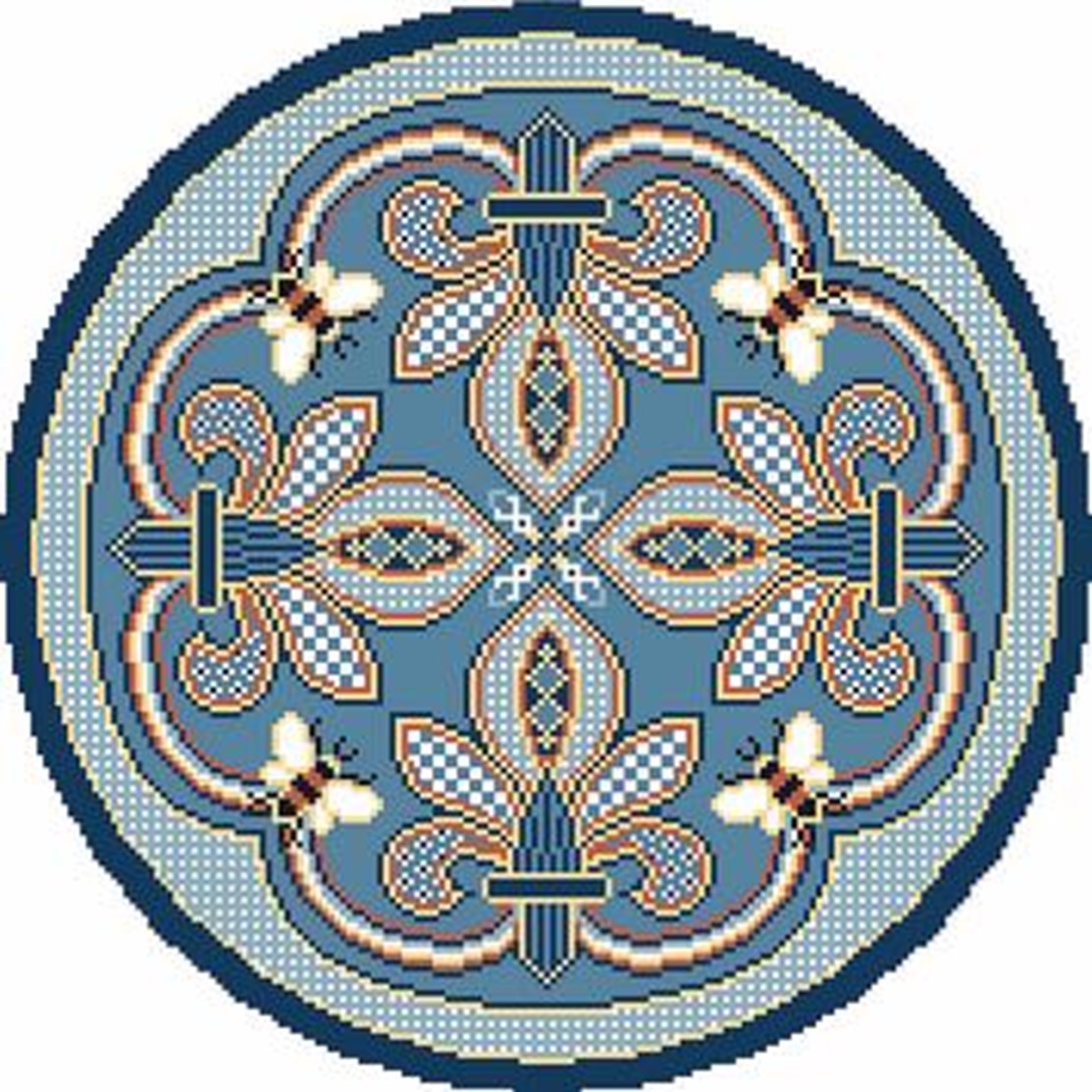 CanvasWorks Napoleonic Round Bee Rug PO-127B