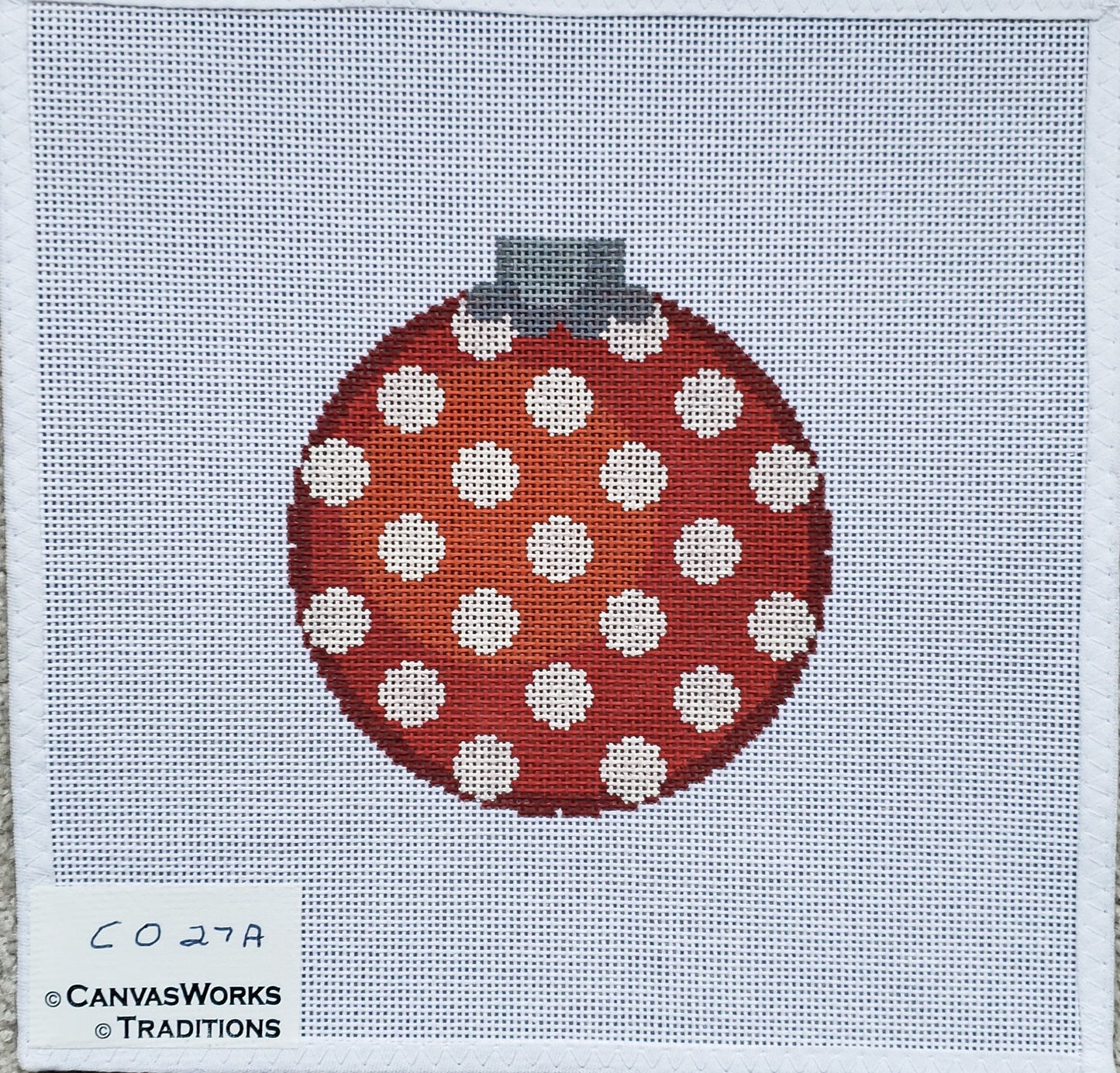 CanvasWorks Red Ornament with White Dots CO-27A