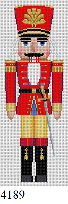 Susan Roberts Needlepoint Red Guard with Sword Nutcracker 18" 4189