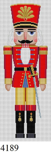 Susan Roberts Needlepoint Red Guard with Sword Nutcracker 18" 4189