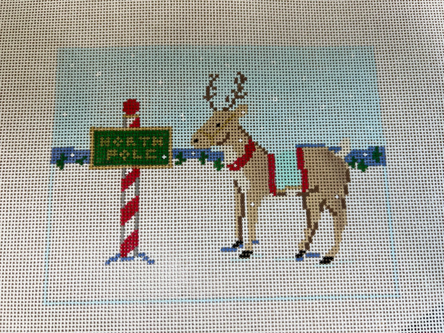 Stitch Style Needlepoint.Reindeer with Tree (SS170e), 18 mesh