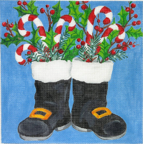 Santa's Boots w/Greenery