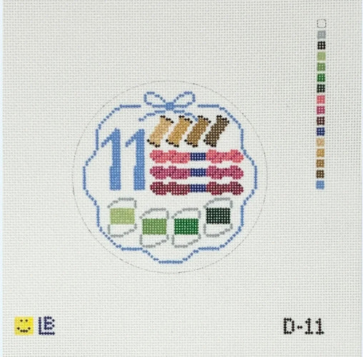 Lauren Bloch Designs D-11 12 Days Of Needlepoint-11-Fibers Round